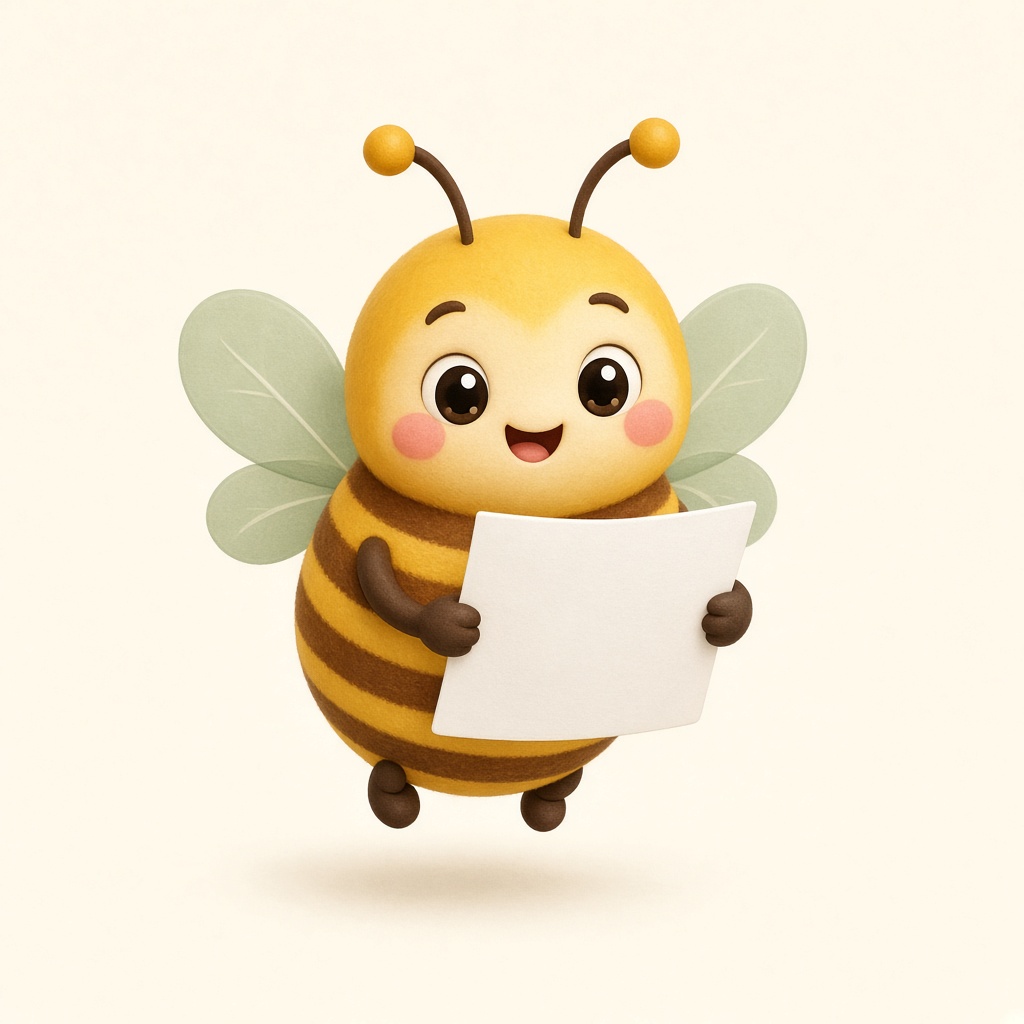 A smiling bee carrying a certificate